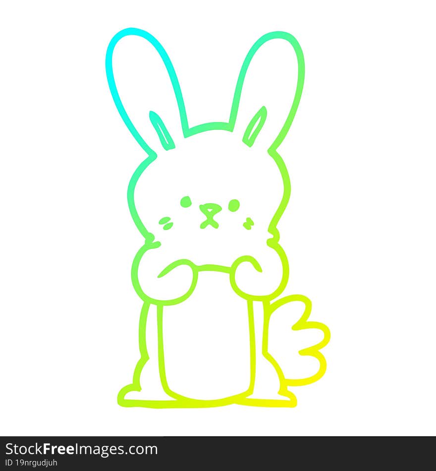 cold gradient line drawing cartoon bunny rabbit