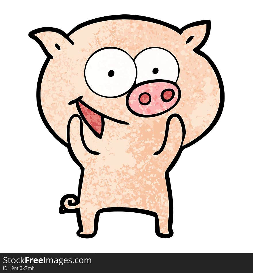 cheerful pig cartoon. cheerful pig cartoon