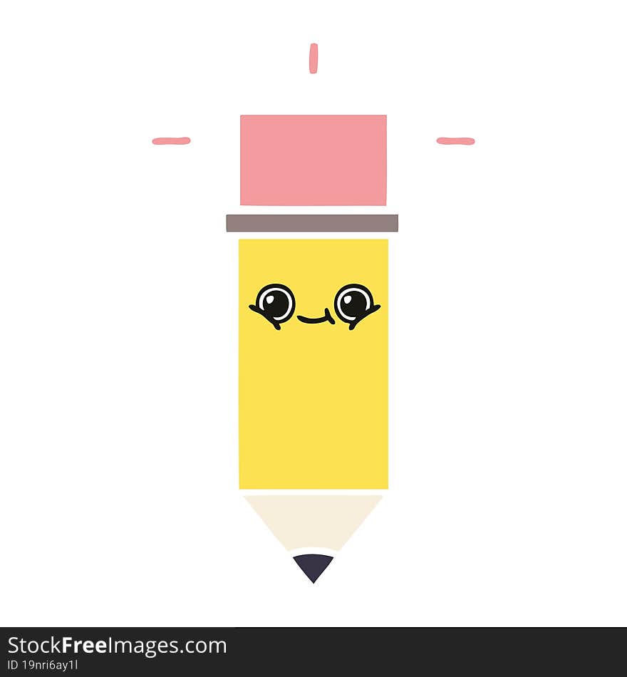 flat color retro cartoon of a pencil