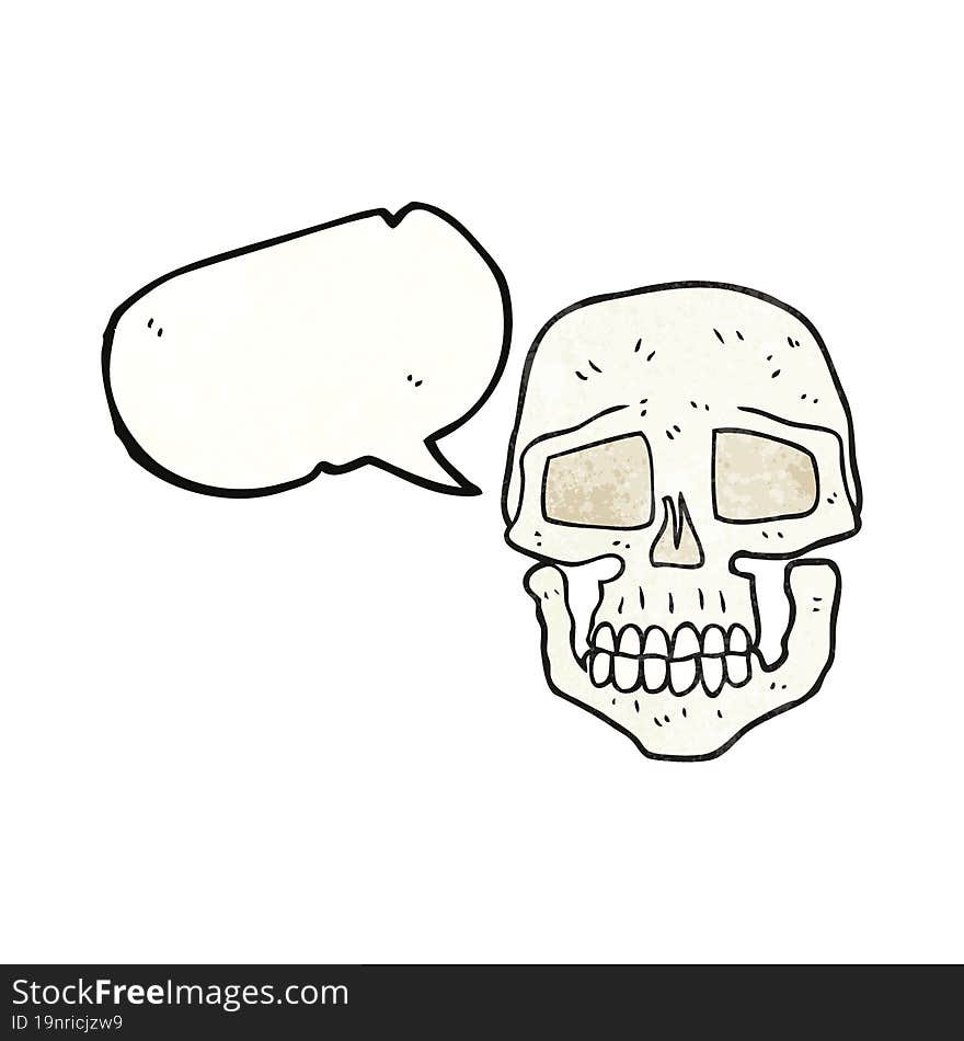 Speech Bubble Textured Cartoon Skull