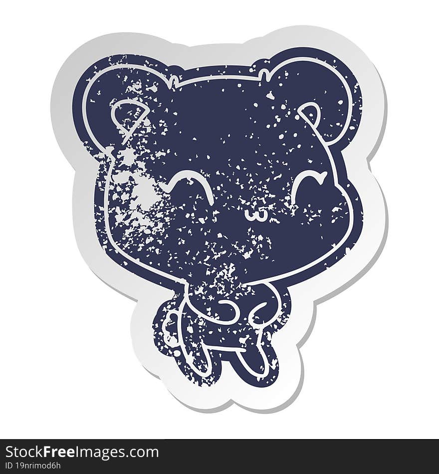 Distressed Old Sticker Kawaii Cute Teddy Bear