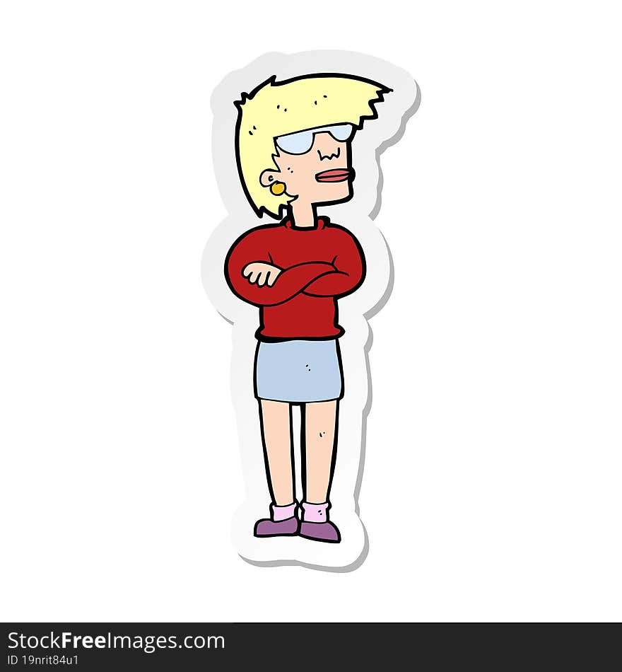 Sticker Of A Cartoon Annoyed Woman