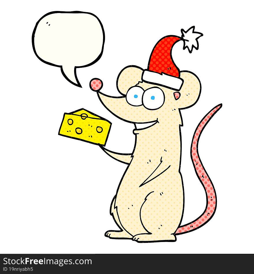 Comic Book Speech Bubble Cartoon Christmas Mouse