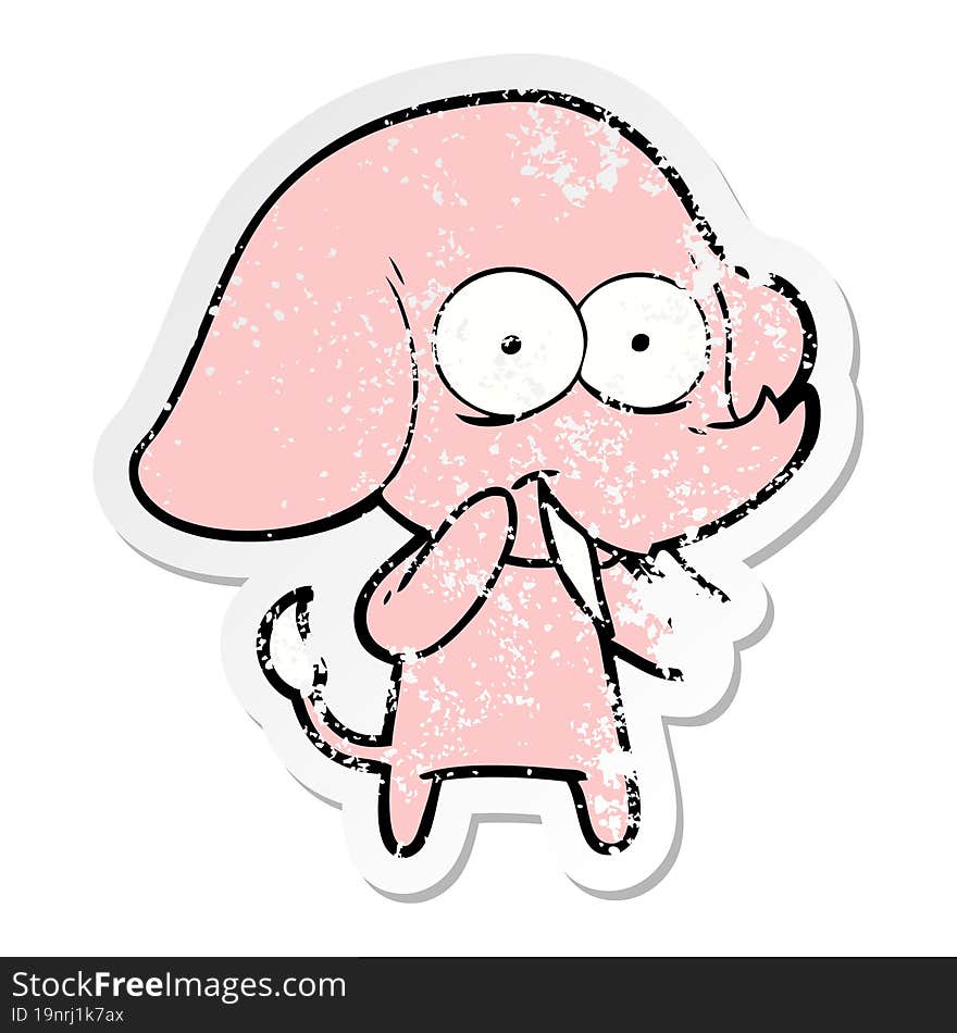 Distressed Sticker Of A Happy Cartoon Elephant