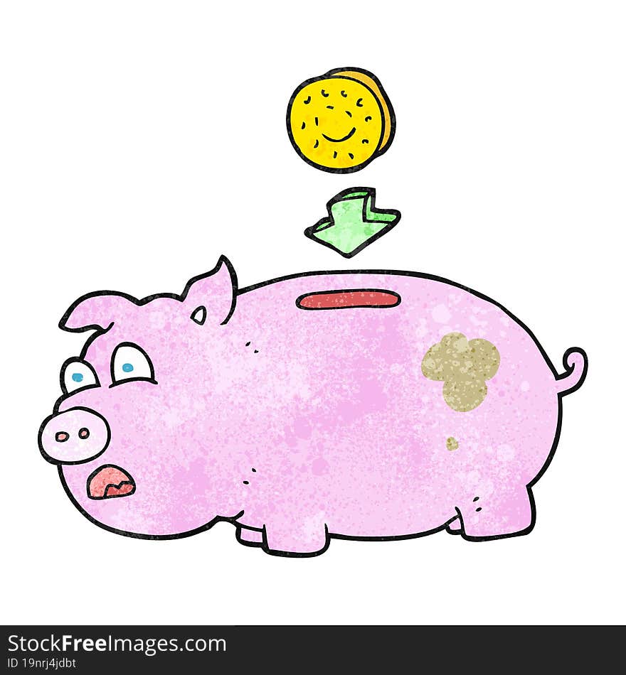 textured cartoon piggy bank