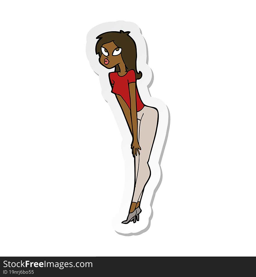 sticker of a cartoon attractive girl