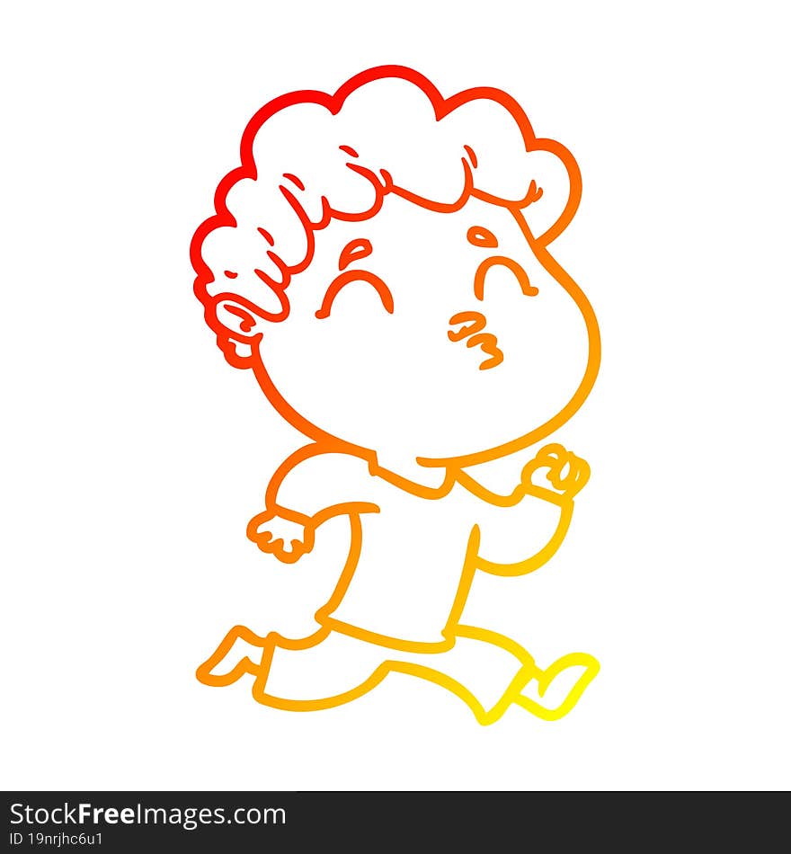 warm gradient line drawing cartoon man pouting