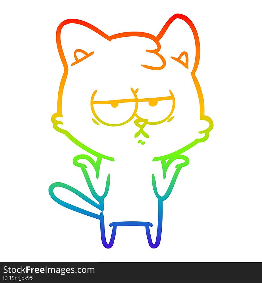 rainbow gradient line drawing bored cartoon cat