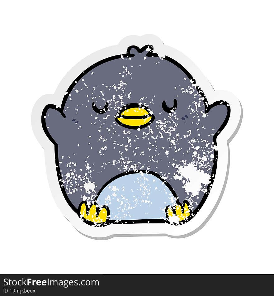 Distressed Sticker Of A Cartoon Penguin