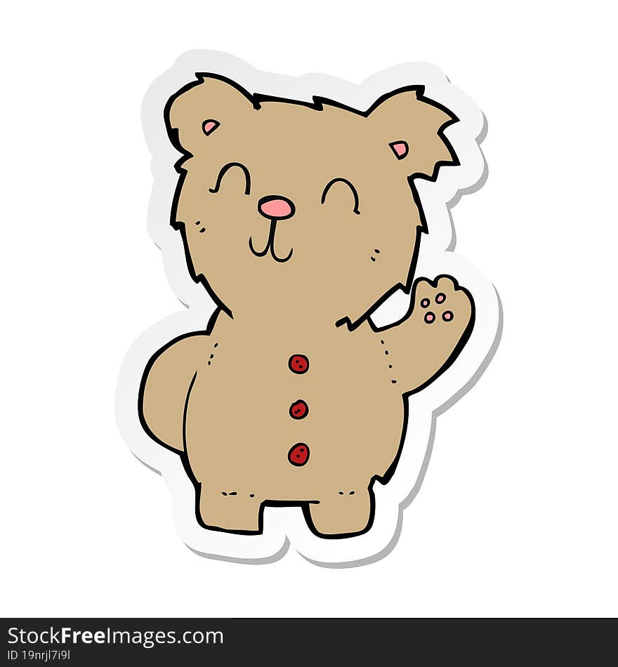 sticker of a cartoon teddy bear