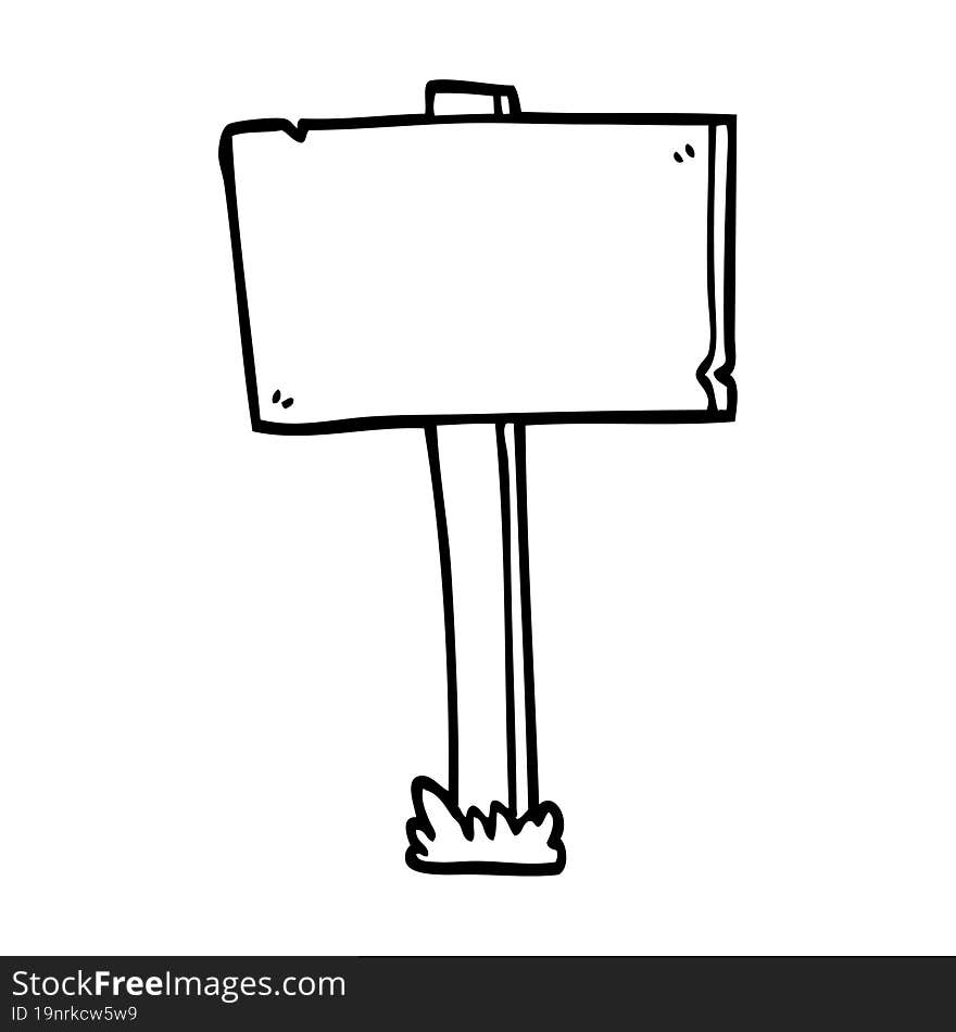 line drawing cartoon sign post