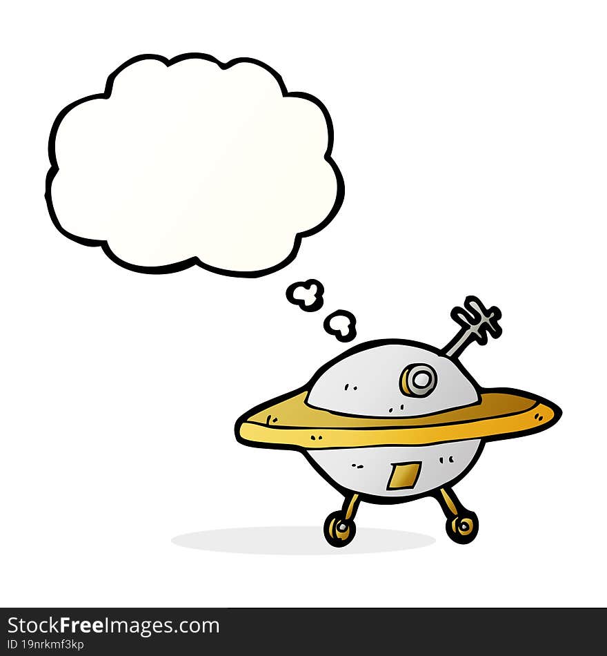 Cartoon Flying Saucer With Thought Bubble