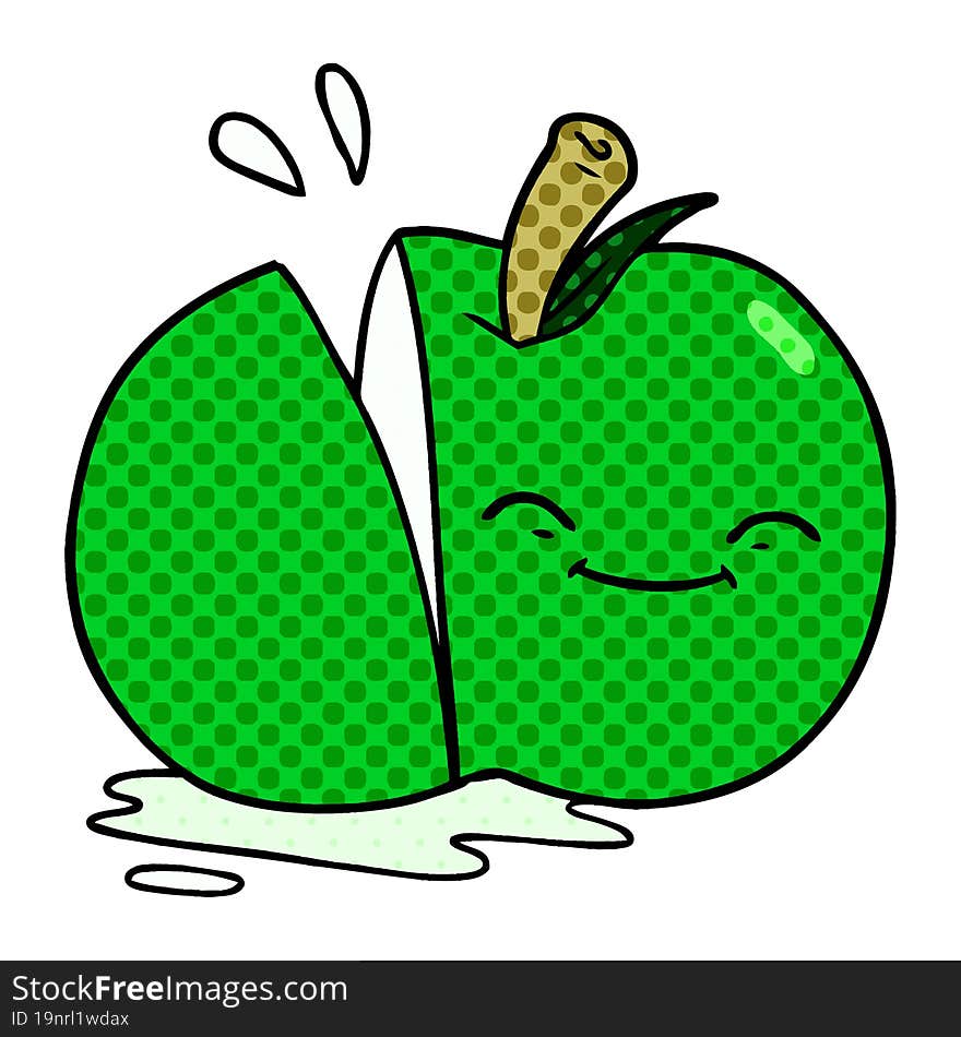 cartoon sliced apple. cartoon sliced apple