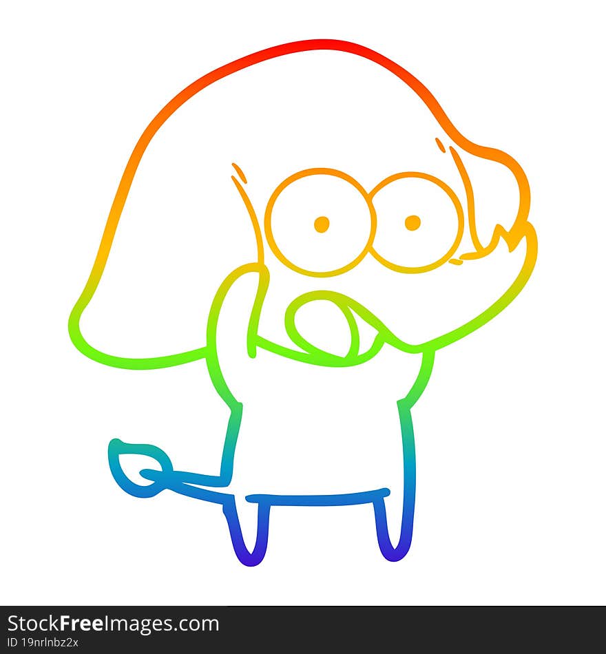 rainbow gradient line drawing cute cartoon elephant