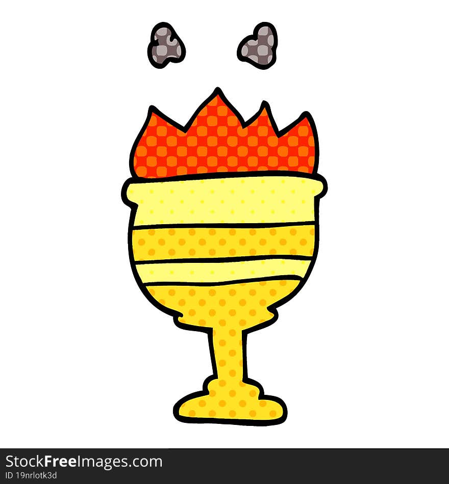 cartoon doodle flaming golden cup