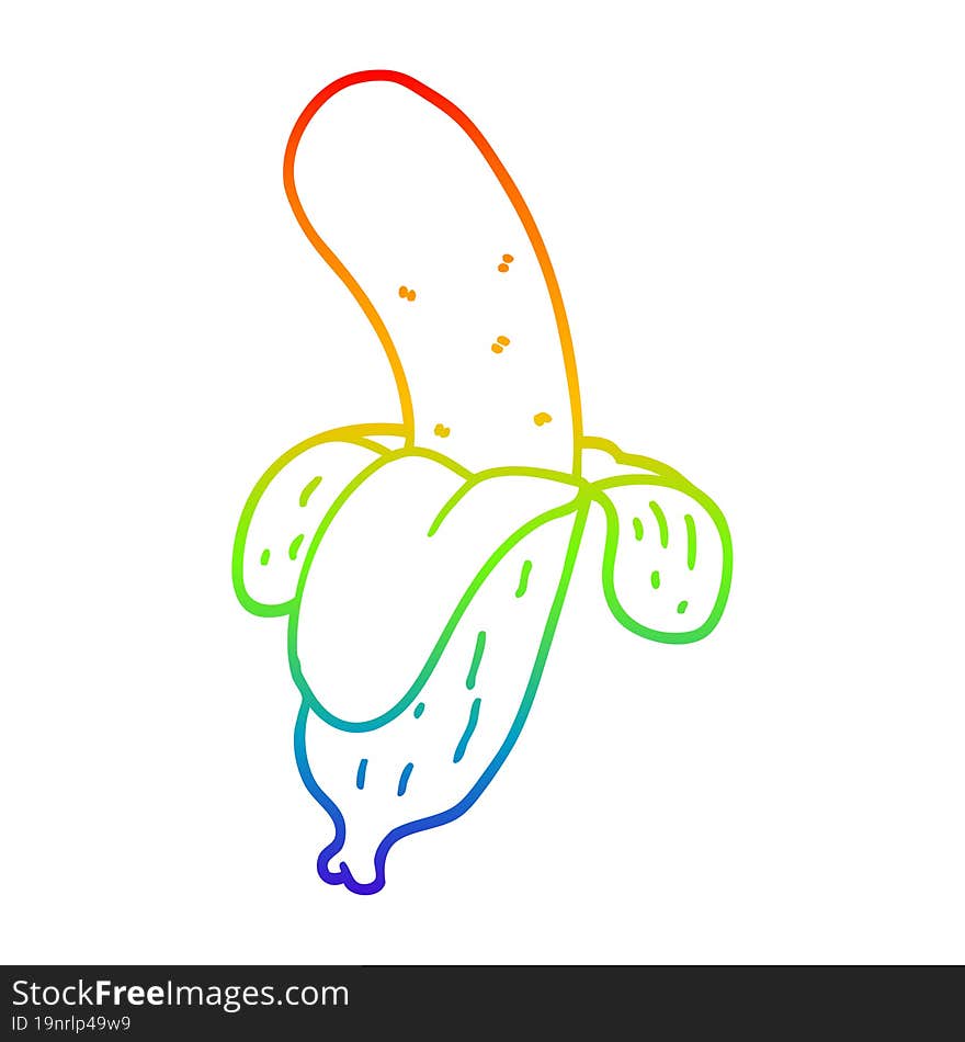 rainbow gradient line drawing cartoon banana