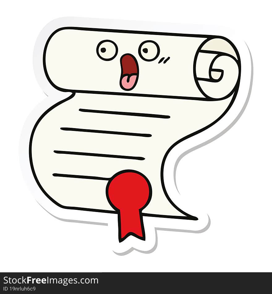 sticker of a cute cartoon contract