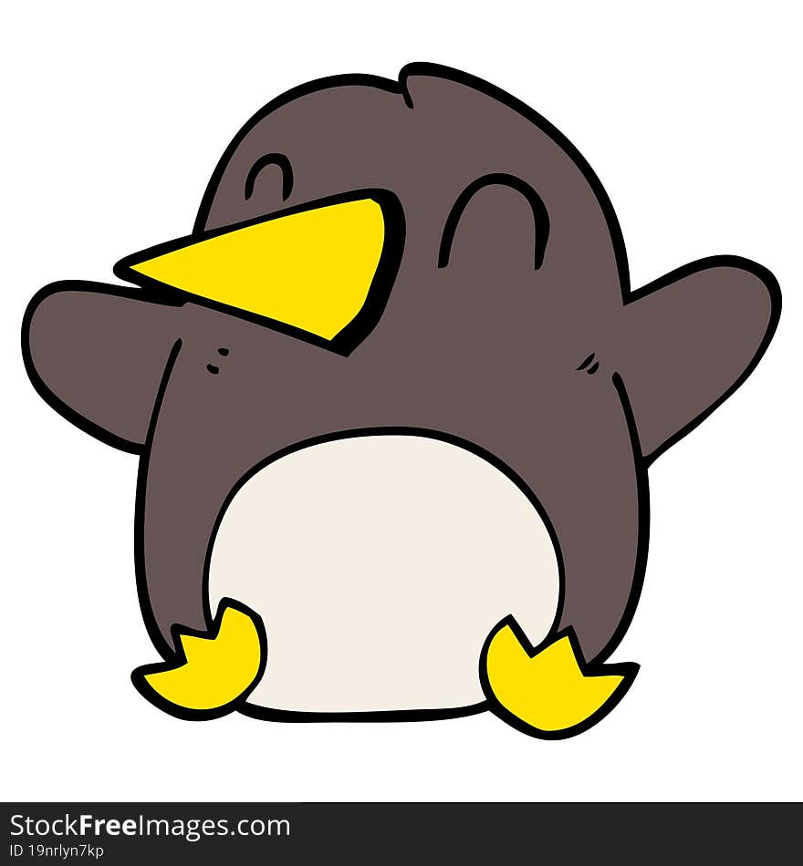 Cartoon Doodle Dancing Penguin