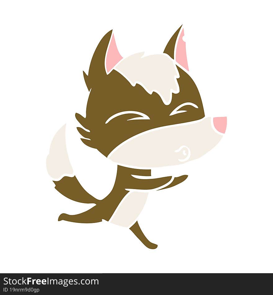 flat color style cartoon wolf whistling