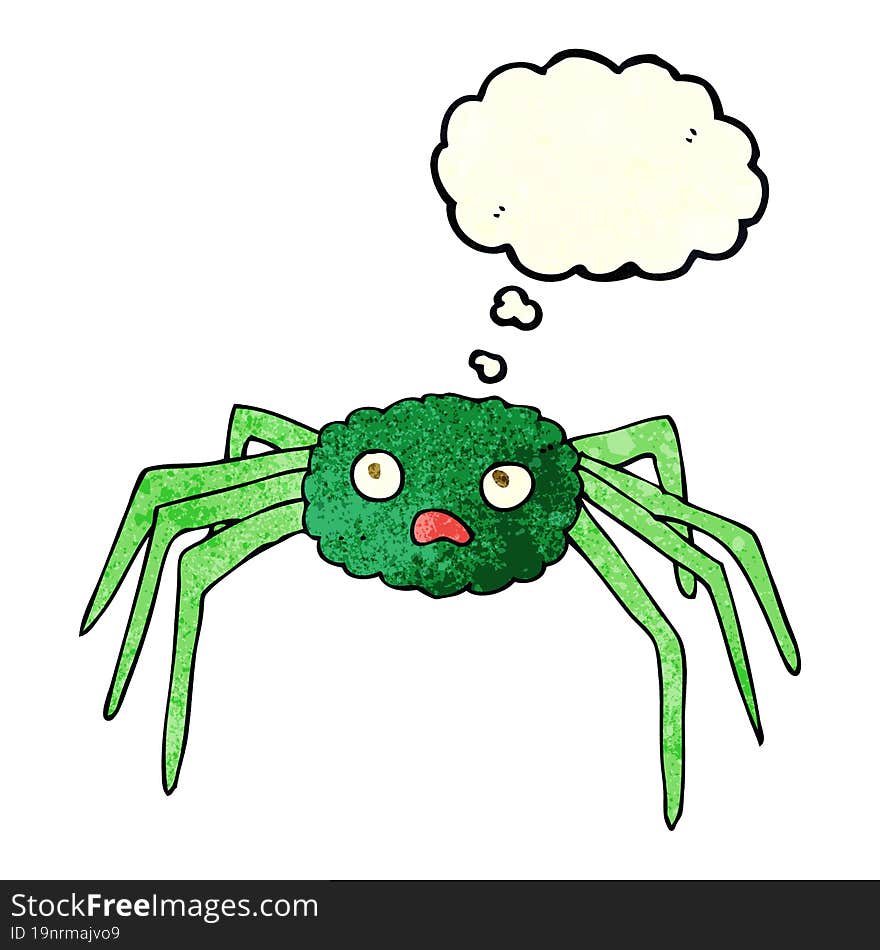 cartoon spider with thought bubble