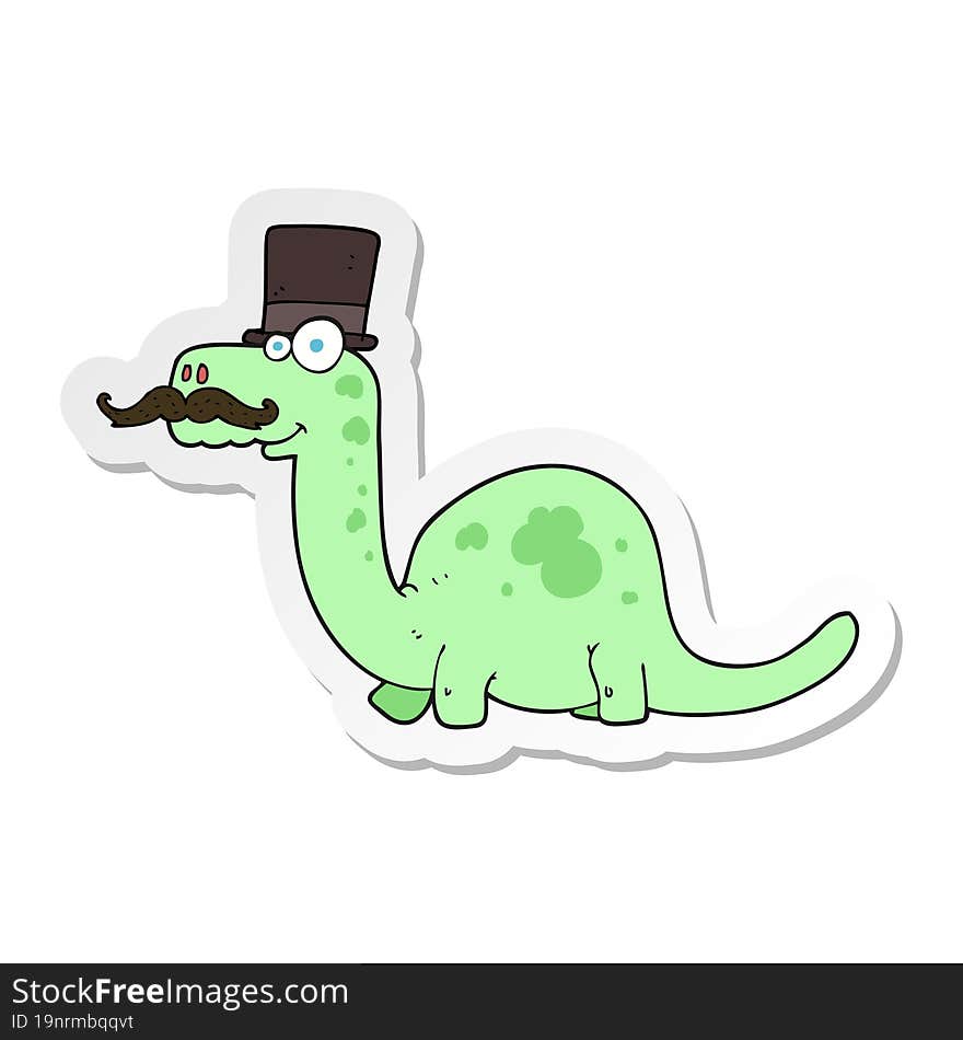 sticker of a cartoon posh dinosaur