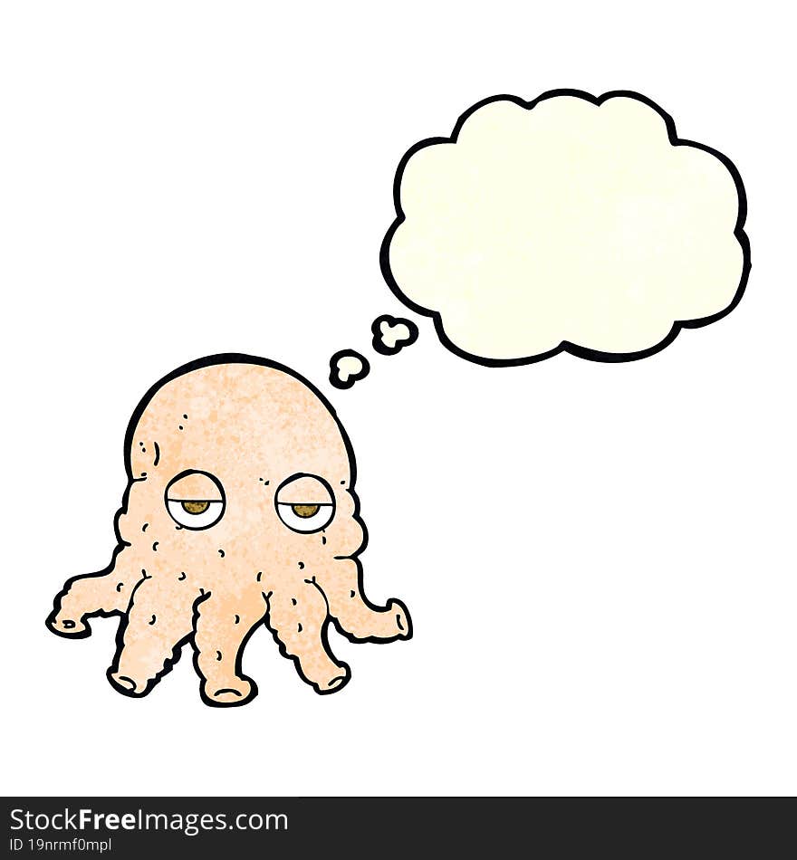 cartoon alien squid face with thought bubble