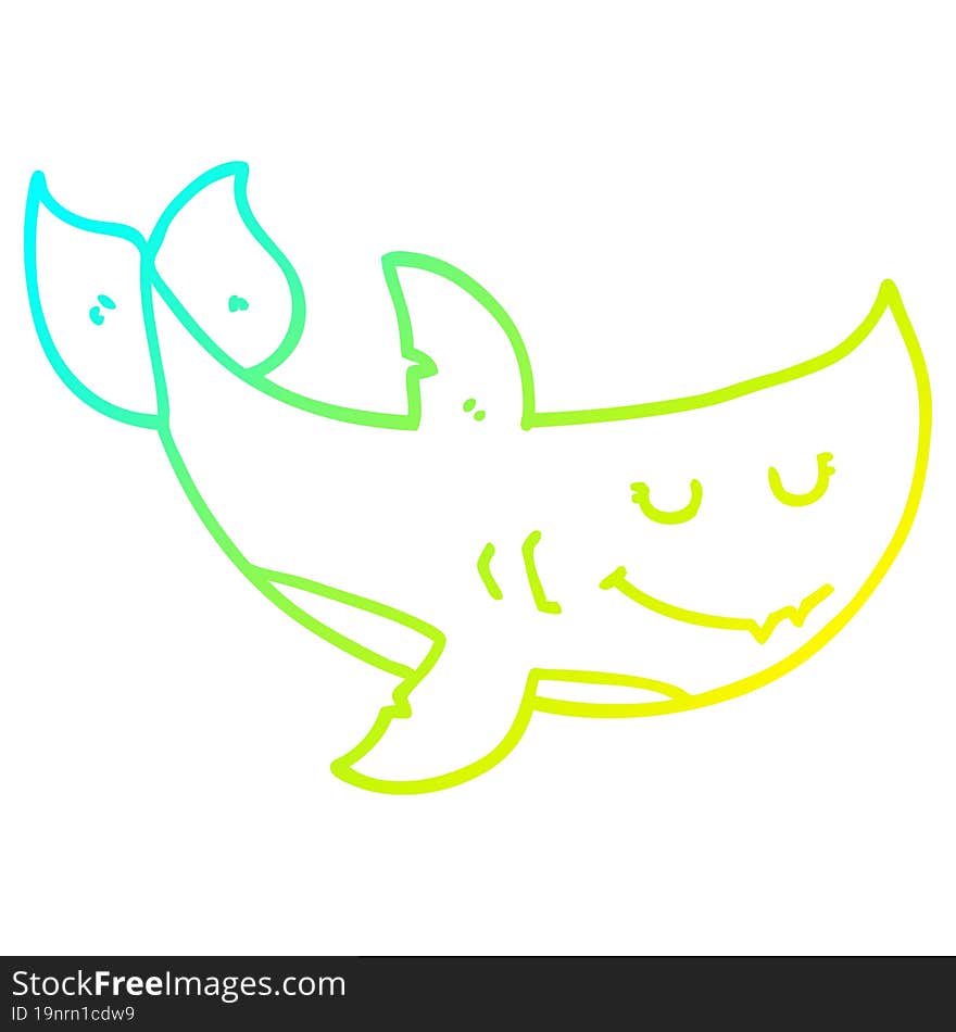 cold gradient line drawing cartoon shark