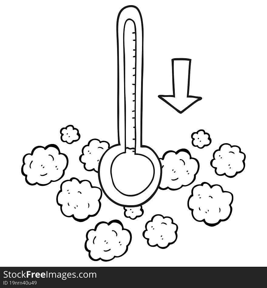 black and white cartoon dropping temperature