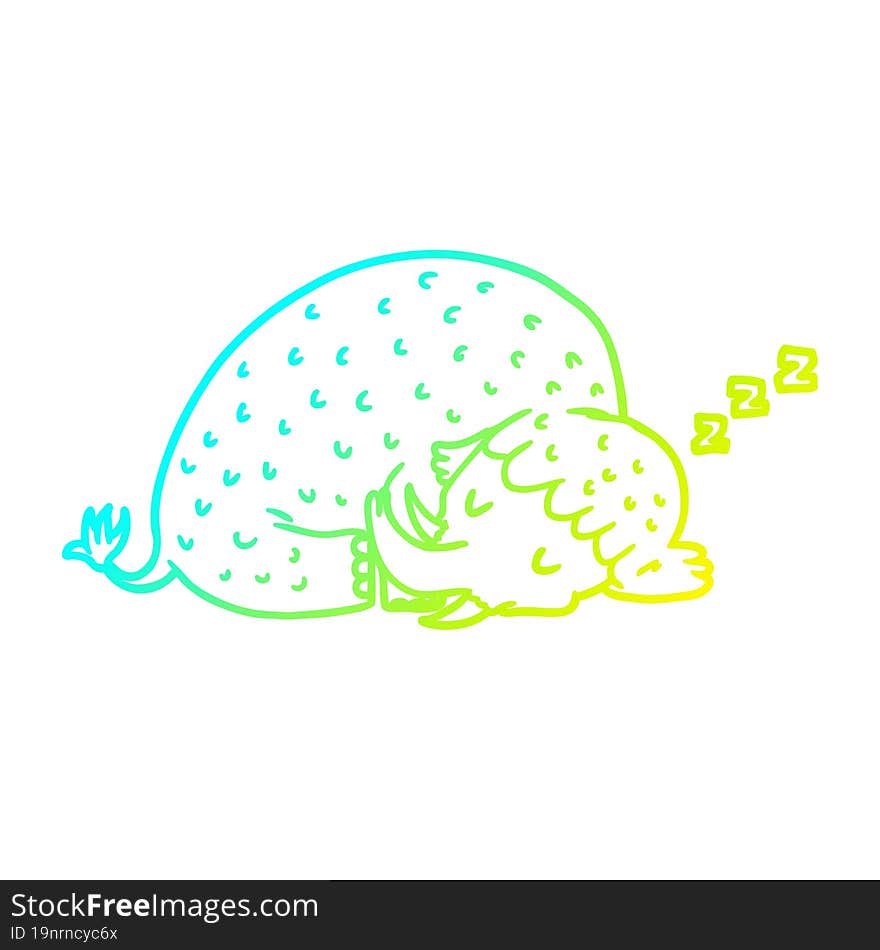 cold gradient line drawing cartoon mammoth sleeping