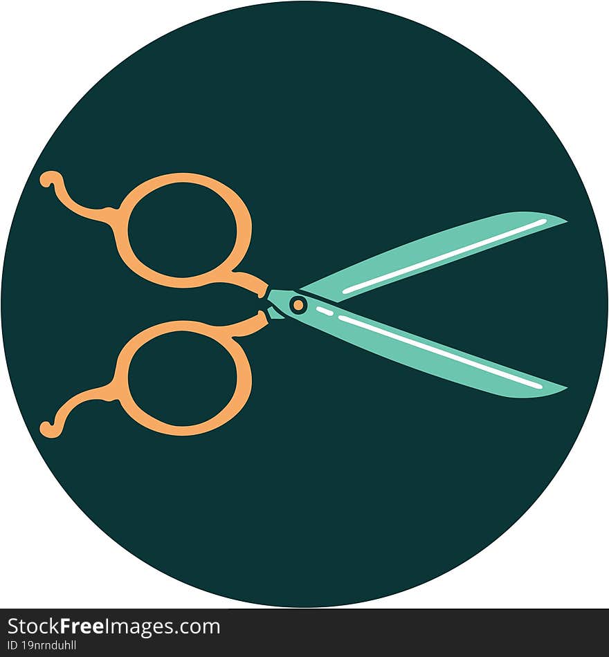 iconic tattoo style image of barber scissors. iconic tattoo style image of barber scissors