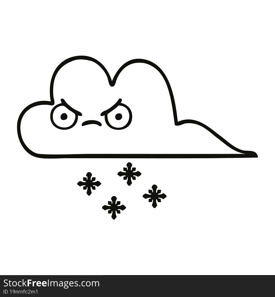 line drawing cartoon snow cloud