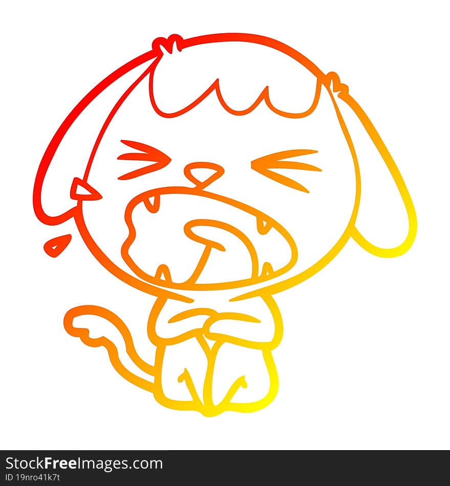 warm gradient line drawing of a cute cartoon dog