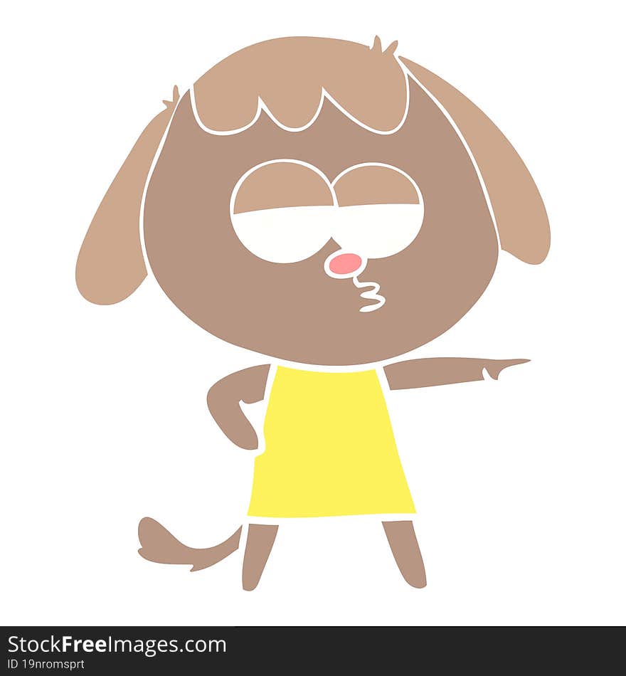 flat color style cartoon bored dog