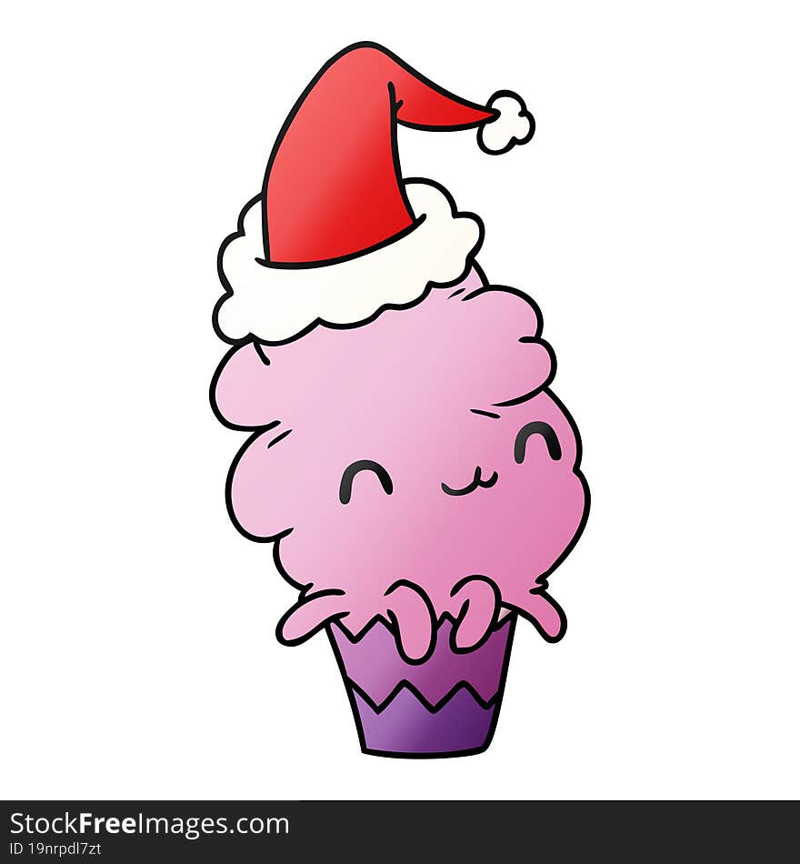 christmas gradient cartoon of kawaii muffin