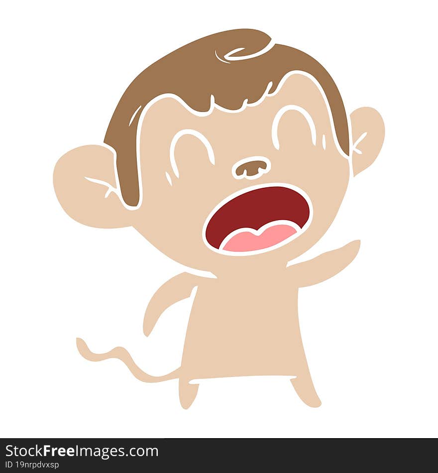 shouting flat color style cartoon monkey