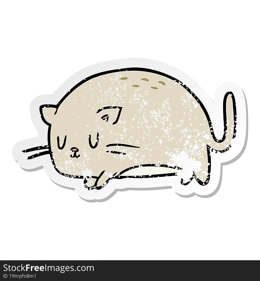 distressed sticker of a cute cartoon cat