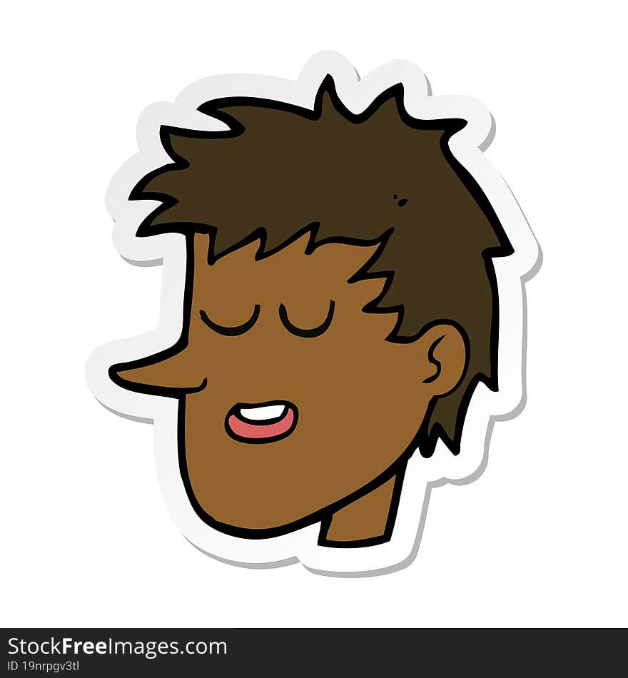 sticker of a cartoon happy boy face