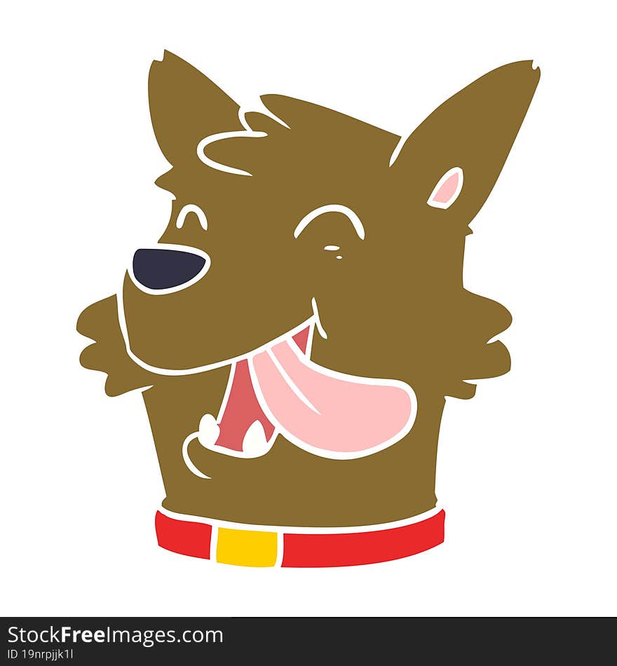 flat color style cartoon happy dog face