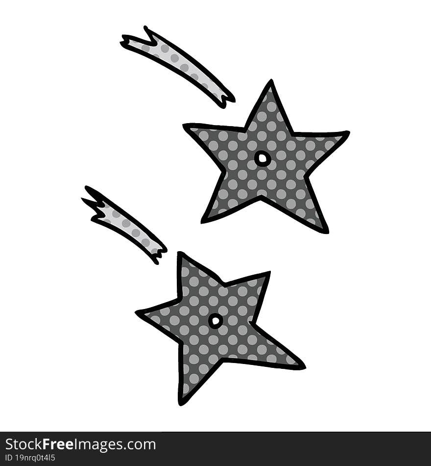 cartoon doodle of ninja throwing stars