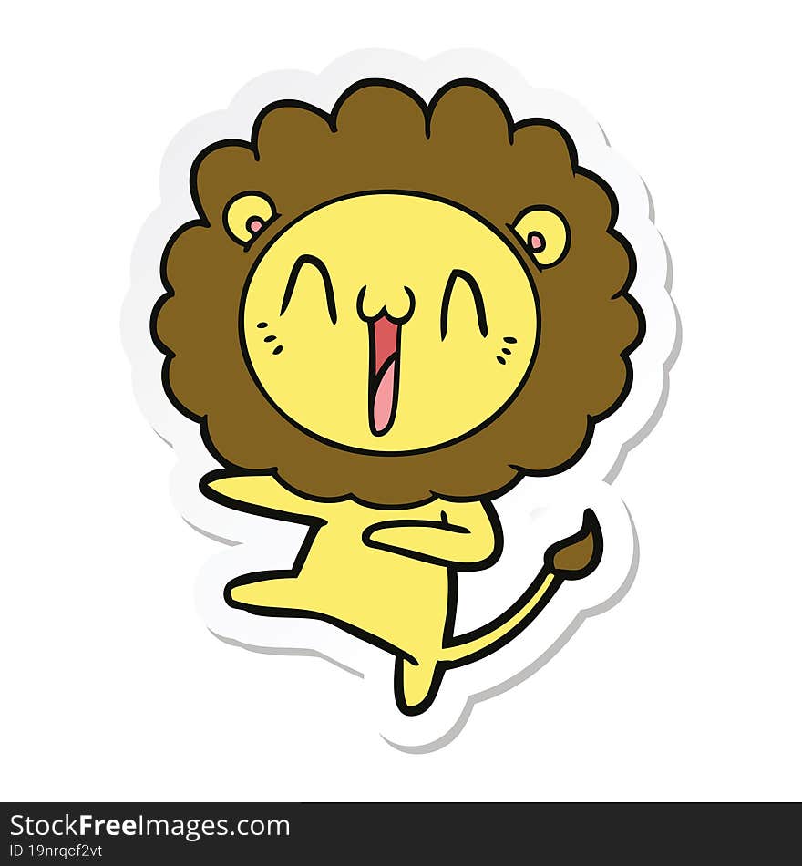 sticker of a happy cartoon lion