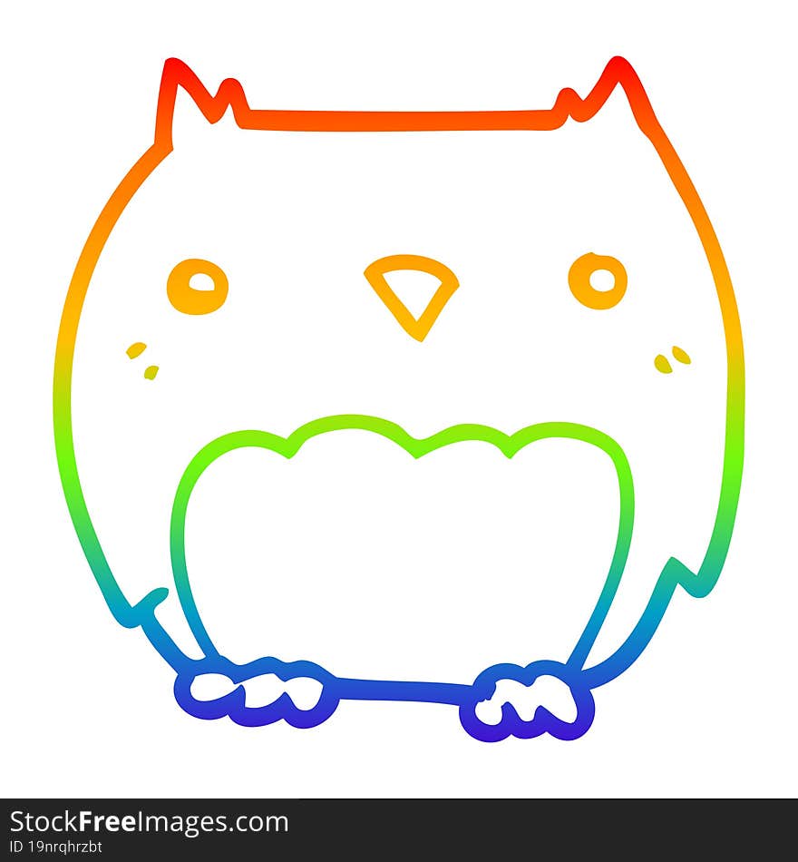 rainbow gradient line drawing cute cartoon owl