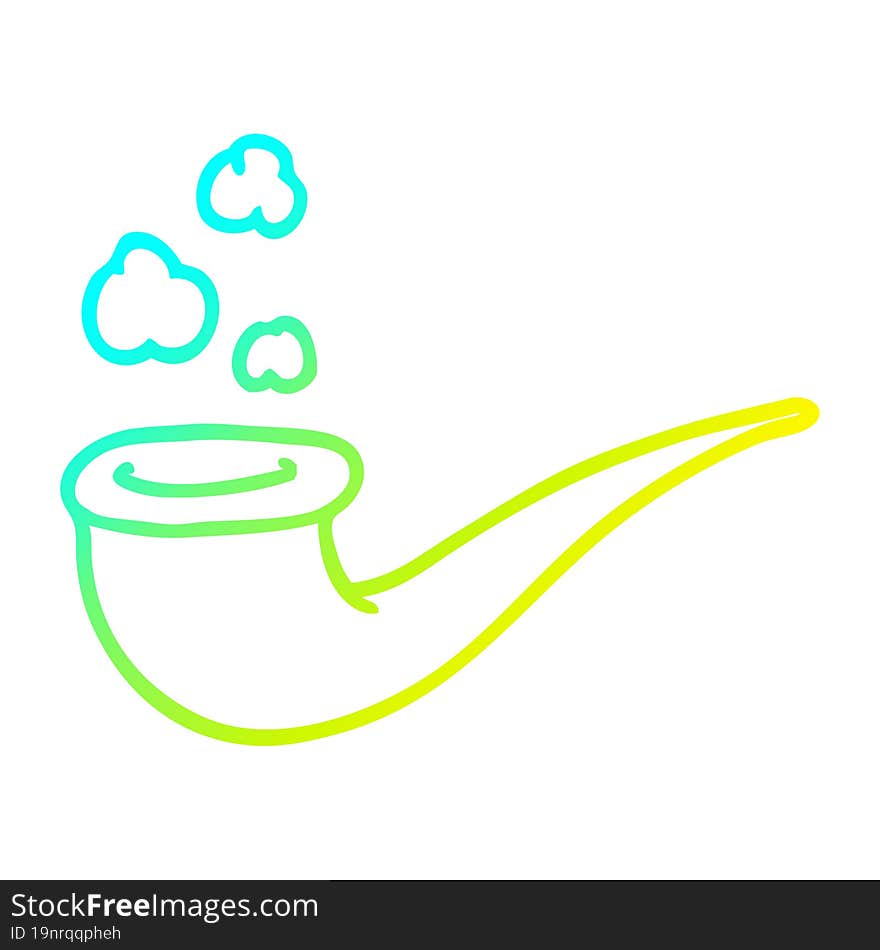 cold gradient line drawing cartoon smoking pipe