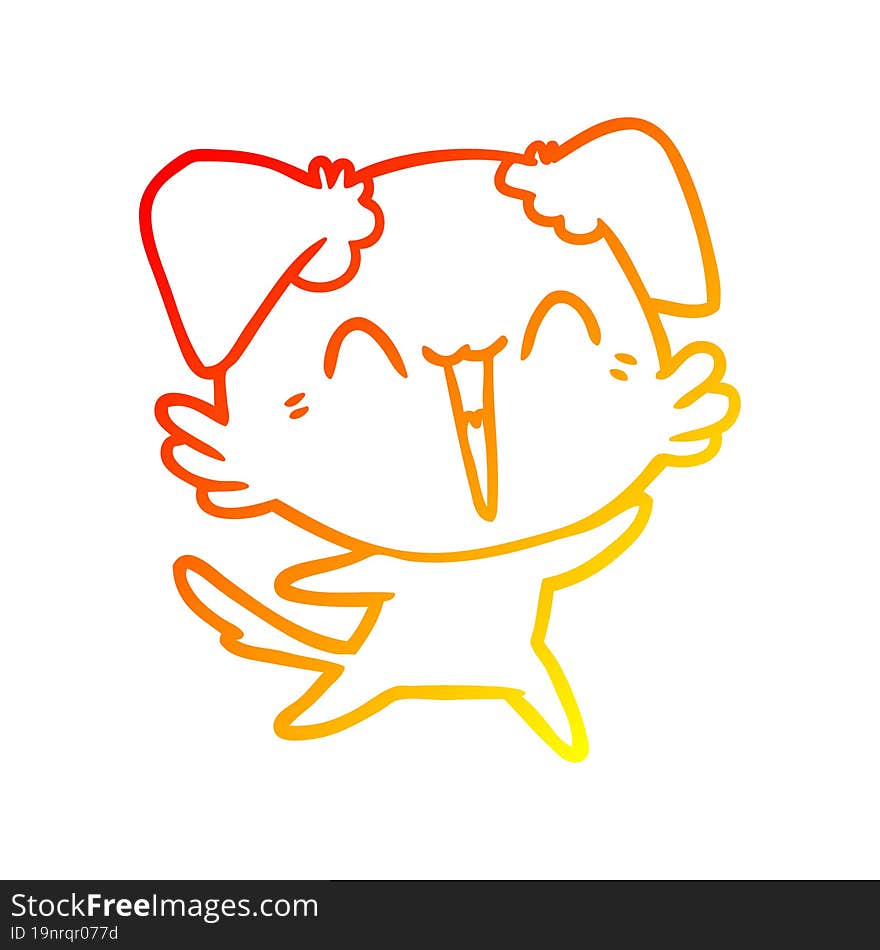 warm gradient line drawing happy little dog cartoon