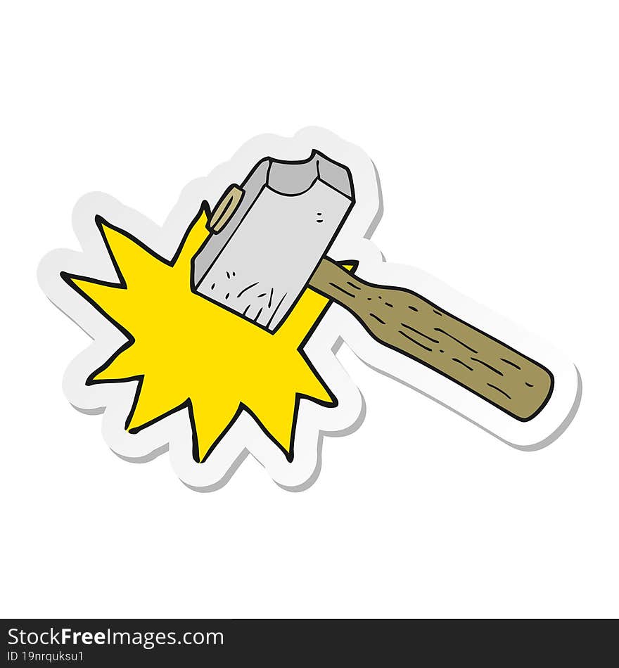 sticker of a cartoon mallet