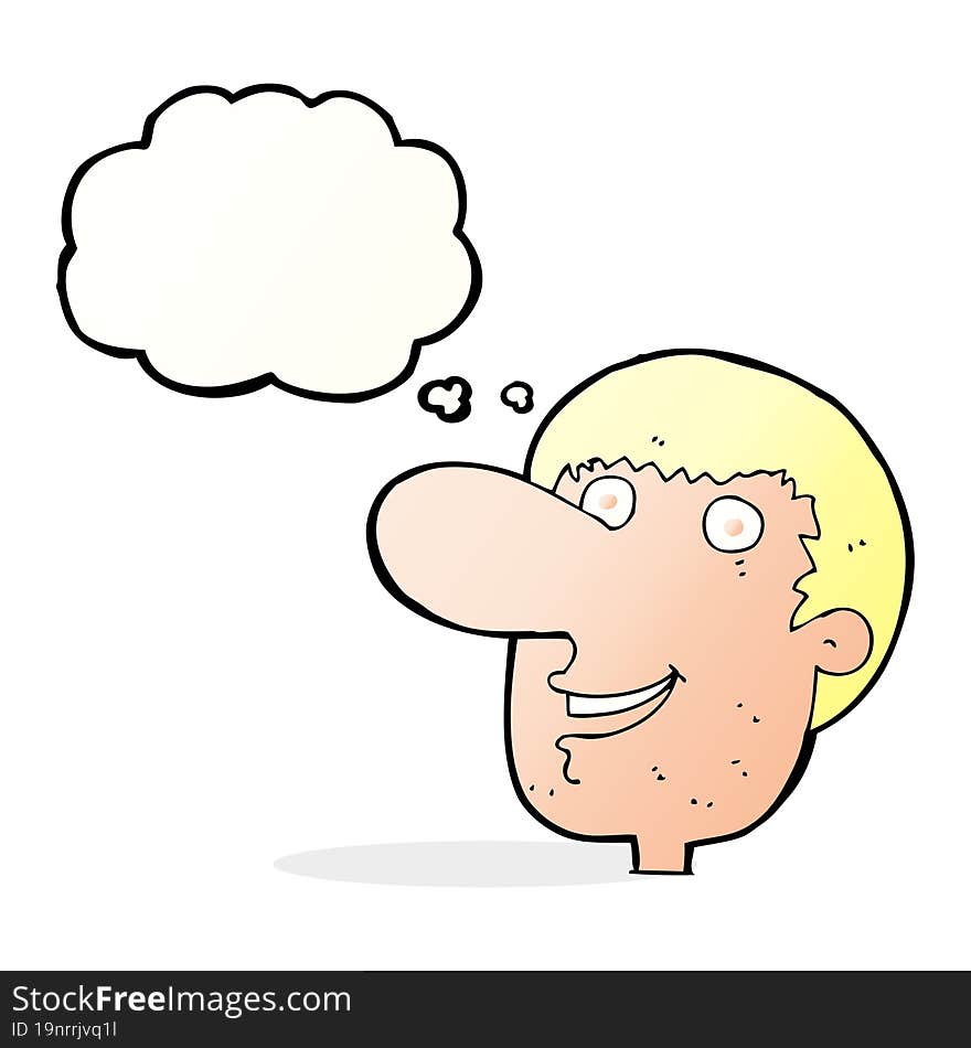 Cartoon Happy Male Face With Thought Bubble