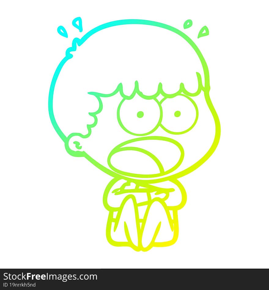 cold gradient line drawing cartoon shocked man