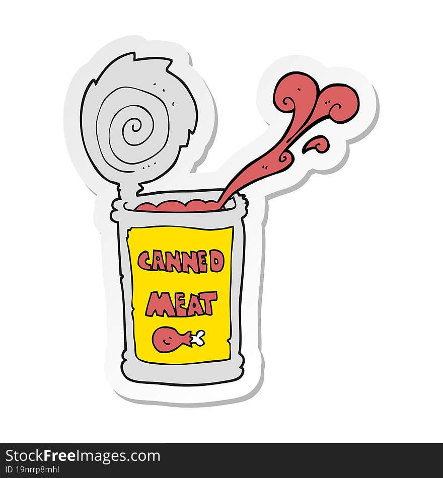 Sticker Of A Cartoon Canned Meat