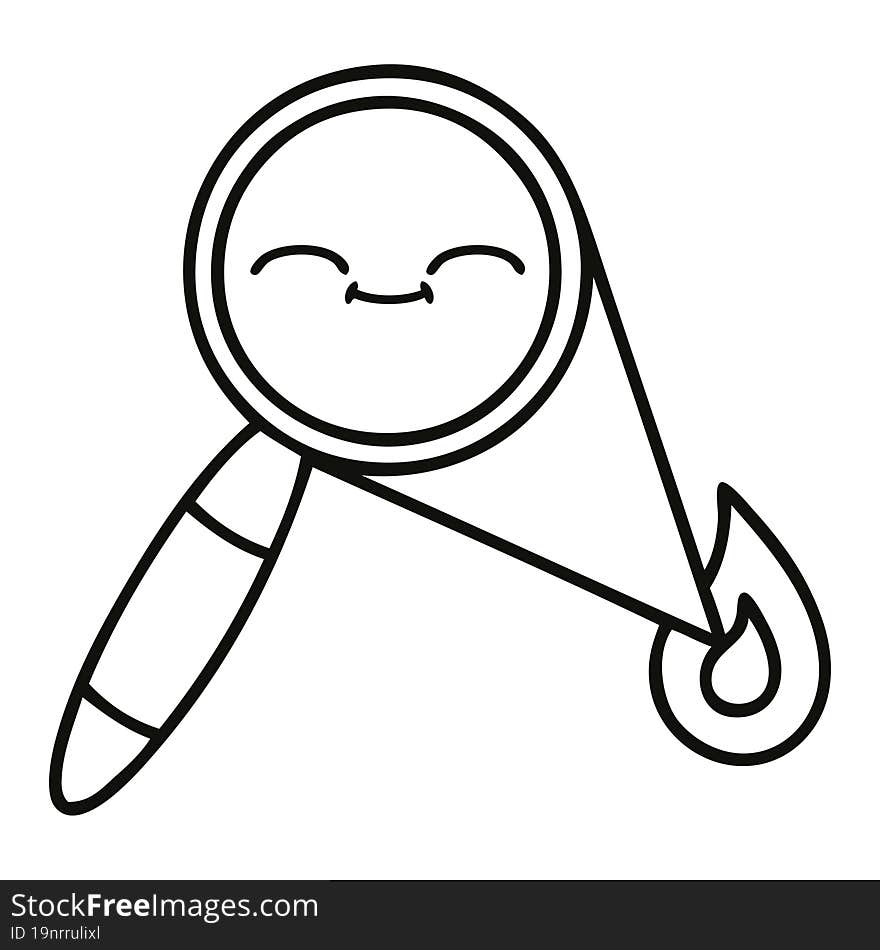 Line Drawing Cartoon Magnifying Glass