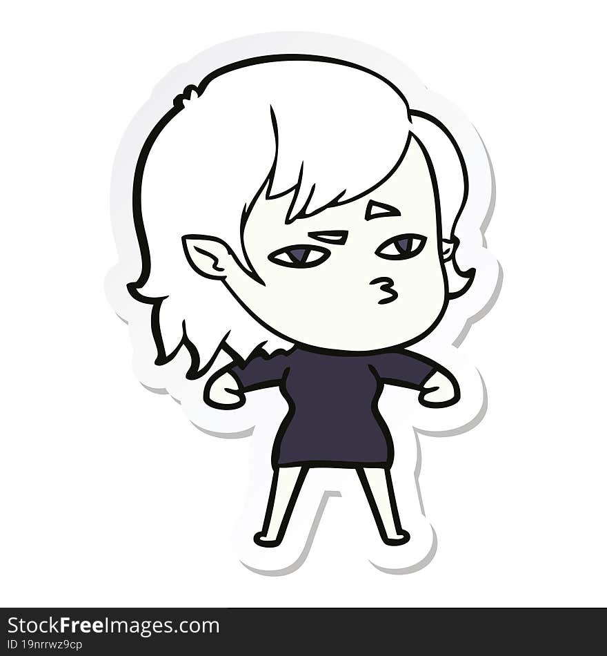 sticker of a cartoon vampire girl