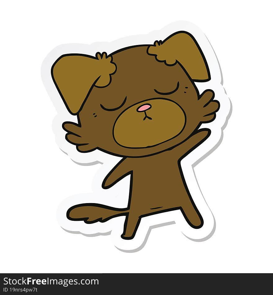 sticker of a cute cartoon dog